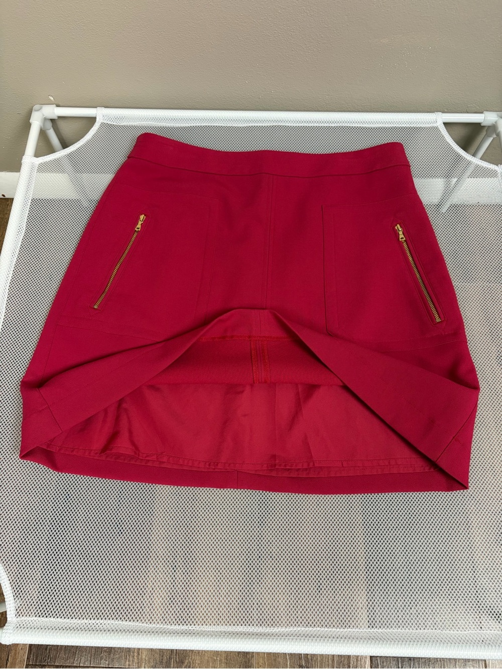 LOFT Pink Magenta Side Zip Pockets Mini Skirt A-Line Career Office Workwear Sz 6 - Picture 9 of 15